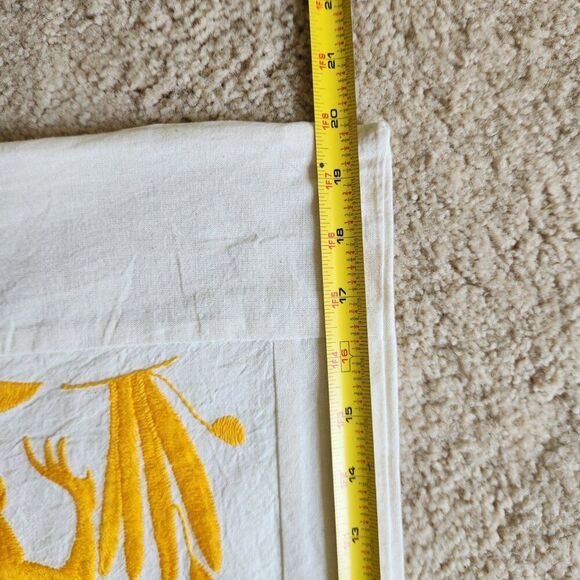 Otomi 20" Pillow Cover Only Oversized Square Hand Embroidered Yellow Birds NEW - Picture 11 of 11